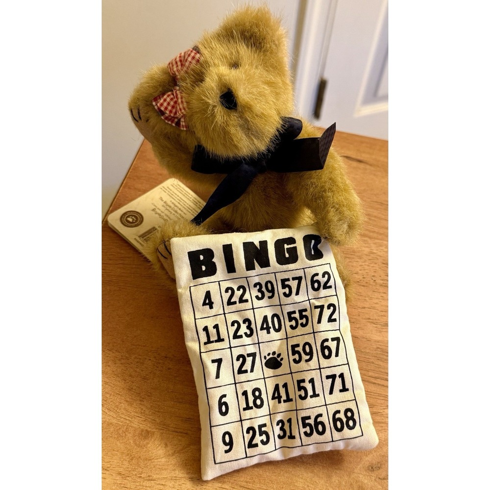 Boyds Bear Jackie Pott Bingo 8" Jointed Bear #903019 With Tags & Bingo Card